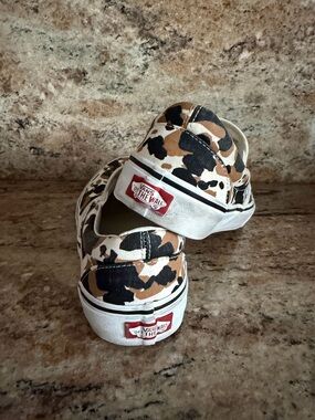 Vans Classic Slip-On Sneakers - Brown, Black & Cream, Camo Design